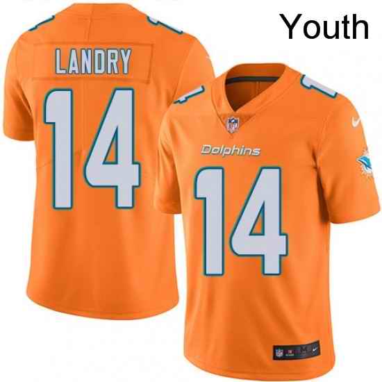 Youth Nike Miami Dolphins 14 Jarvis Landry Limited Orange Rush Vapor Untouchable NFL Jersey